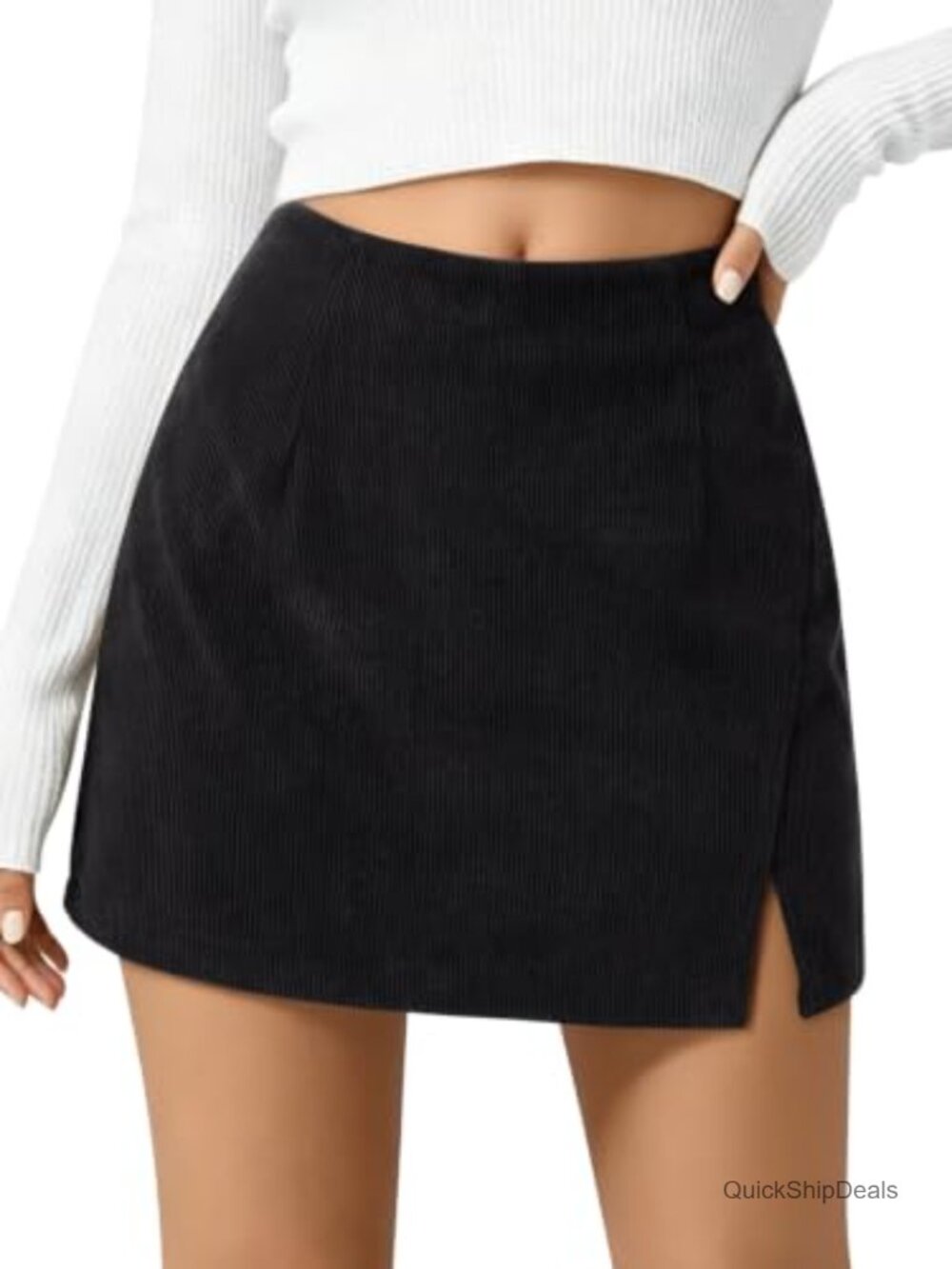 Women's Corduroy Mini Skirt High Waisted A-Line Stretchy Fall Winter